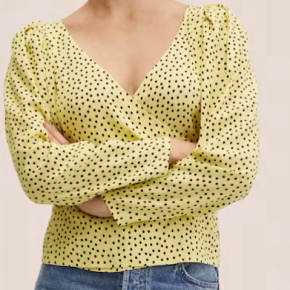 Mango Double-breasted polka-dot blouse Size 4